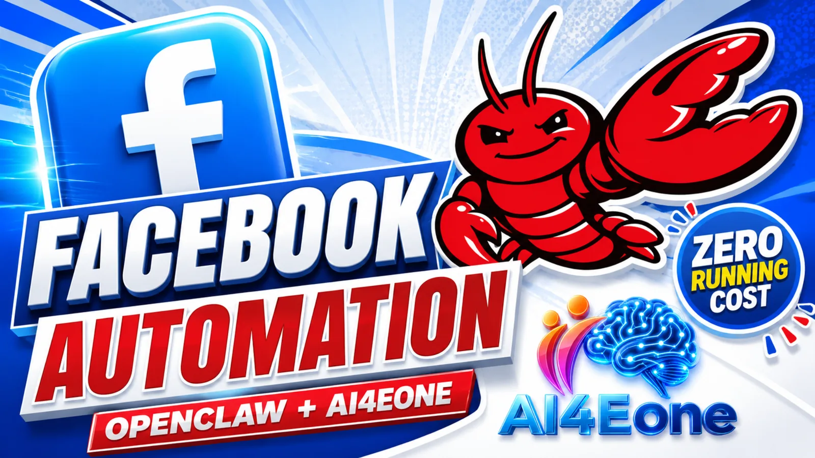 Facebook Automation OpenClaw and AI4Eone promotional design